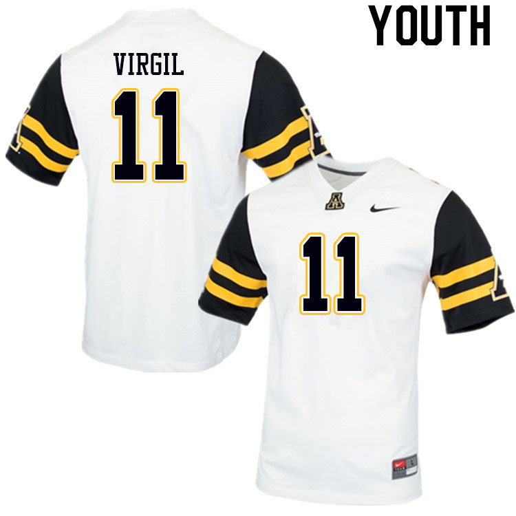 Youth #11 Jalen Virgil Appalachian State Mountaineers College Football Jerseys Sale-White